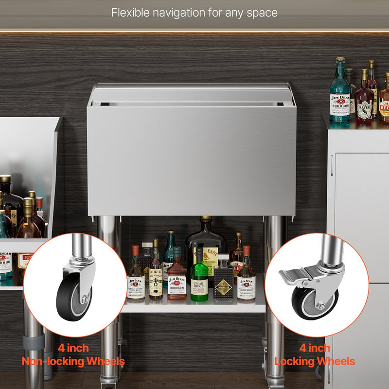 Komerciālais ledus kaste uz riteņiem, 61,6 L, ar apakšējo plauktu