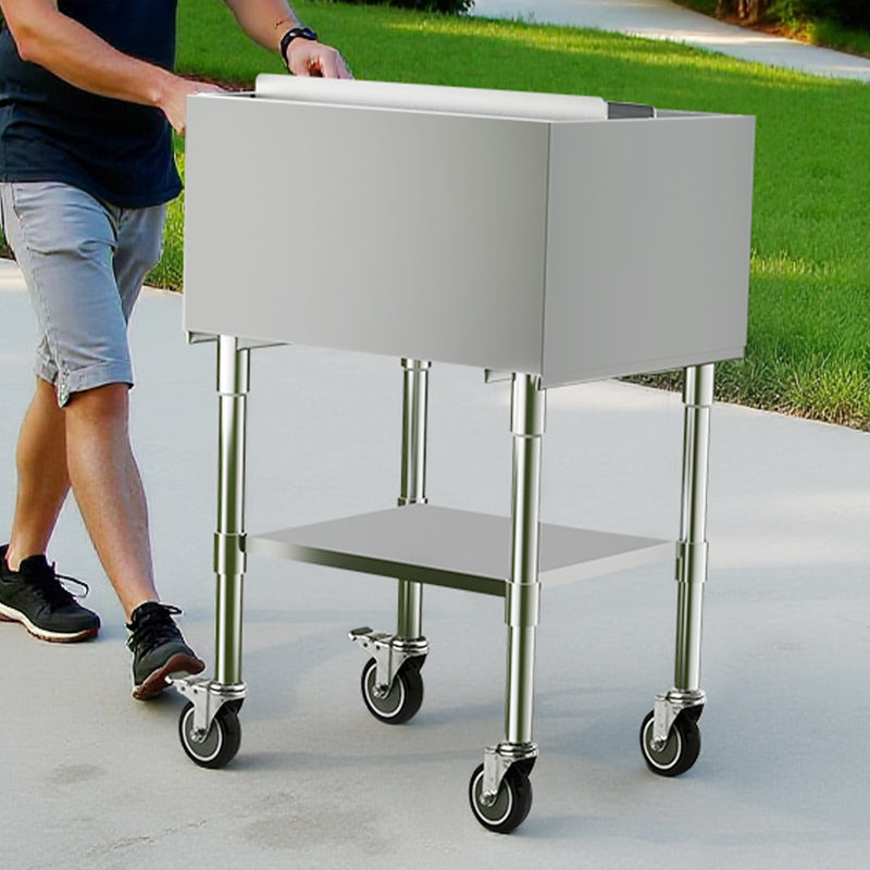 Komerciālais ledus kaste uz riteņiem, 61,6 L, ar apakšējo plauktu