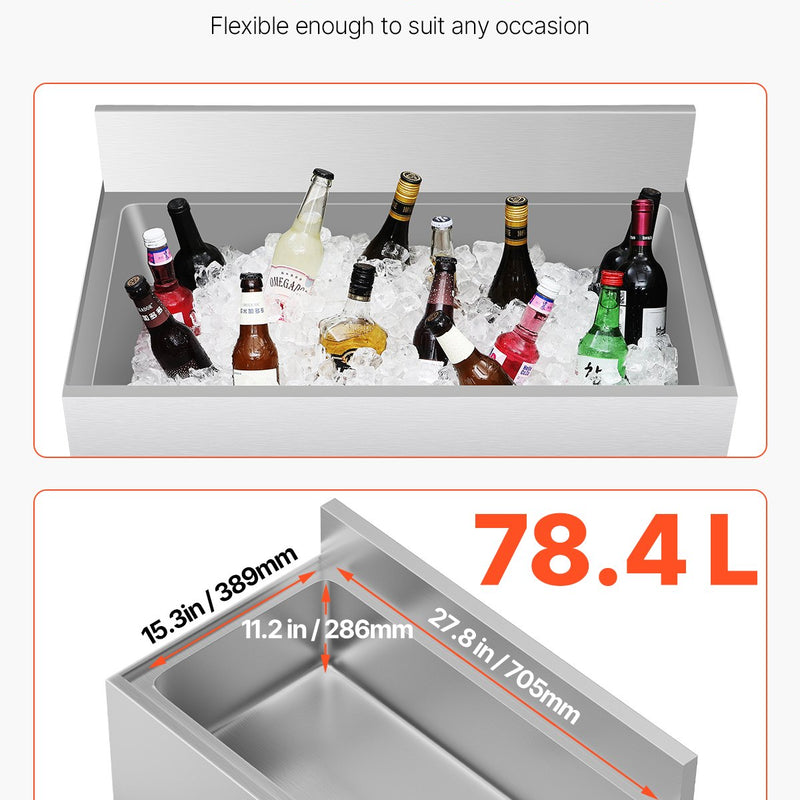 VEVOR Komercialaisledus trauks, 78,4 л, со сдвижной крышкой и узкими обложками