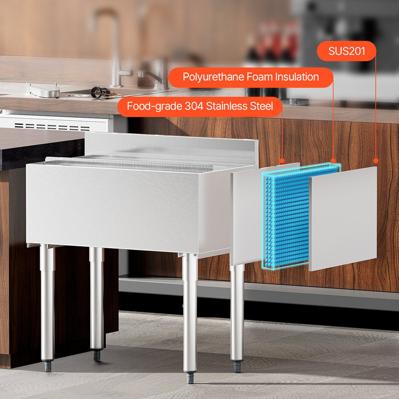 VEVOR Komercialaisledus trauks, 78,4 л, со сдвижной крышкой и узкими обложками