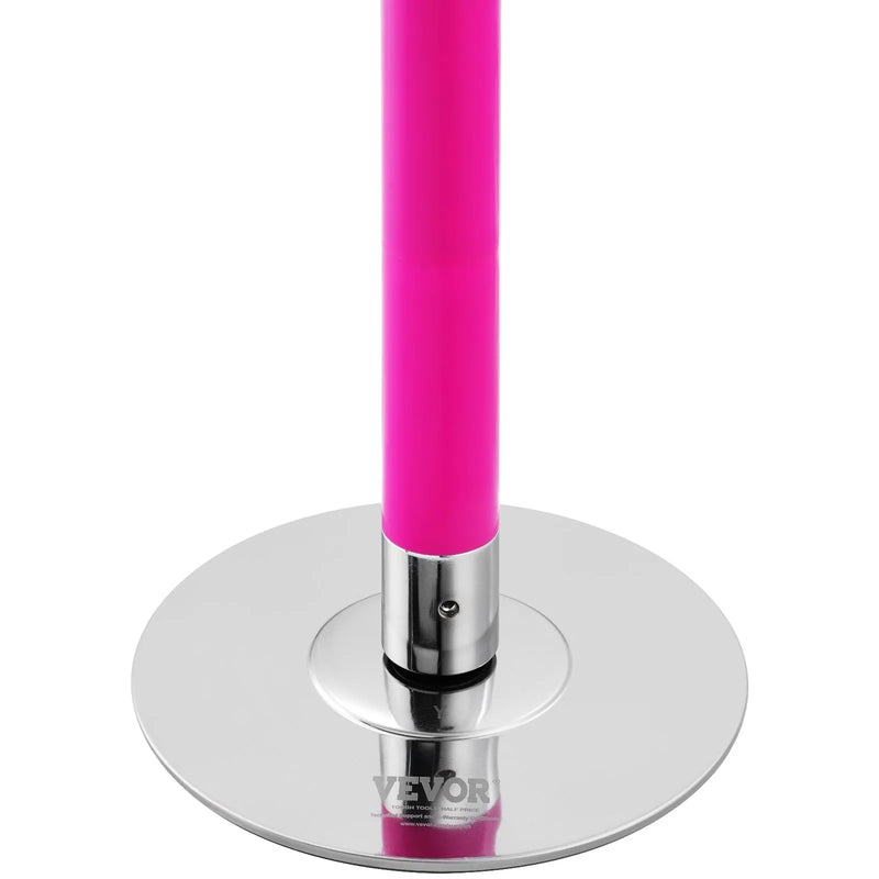 Profesionāls deju stienis – rotējošs un statisks komplekts, pārnēsājams un noņemams, 40 mm biezs izturīgs nerūsējošā tērauda stienis ar regulējamu augstumu, fitnesa stienis vingrojumiem mājās, klubā un sporta zālē, rozā krāsā