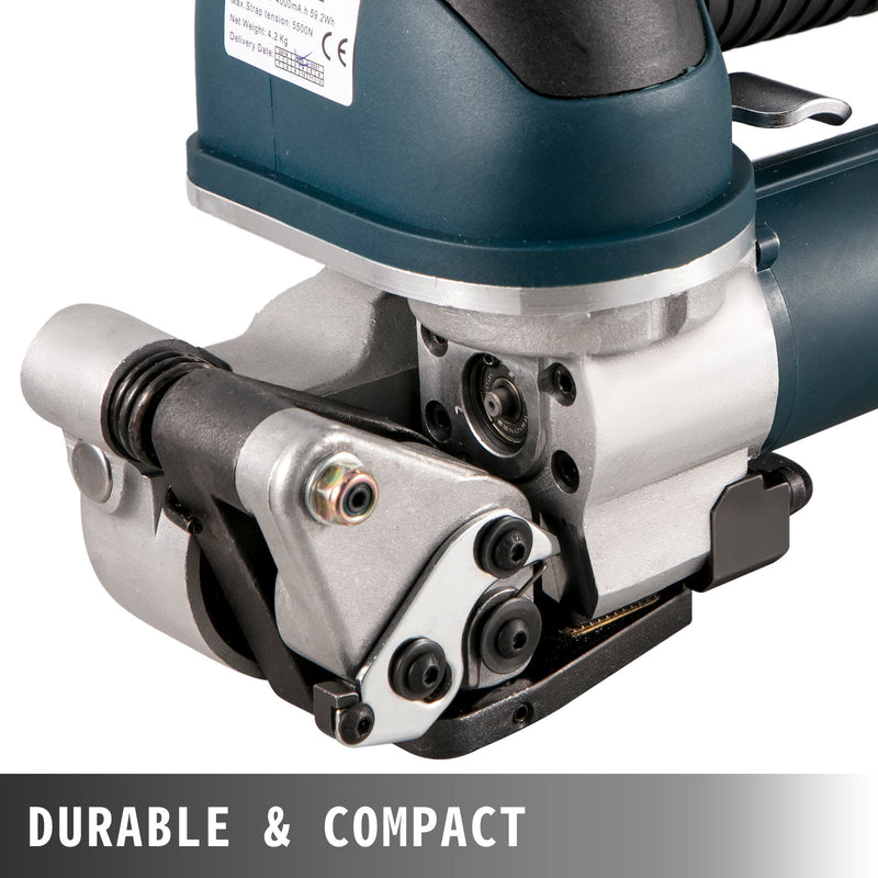 VEVOR elektriskais lentu stiprināšanas rīks DD19A - rokas strapping iekārta PP/PET lentēm 10-16 mm platumā, ar elektrisko metināšanu un regulējamu spriegojumu 400-3500 N, akumulatora darbināma