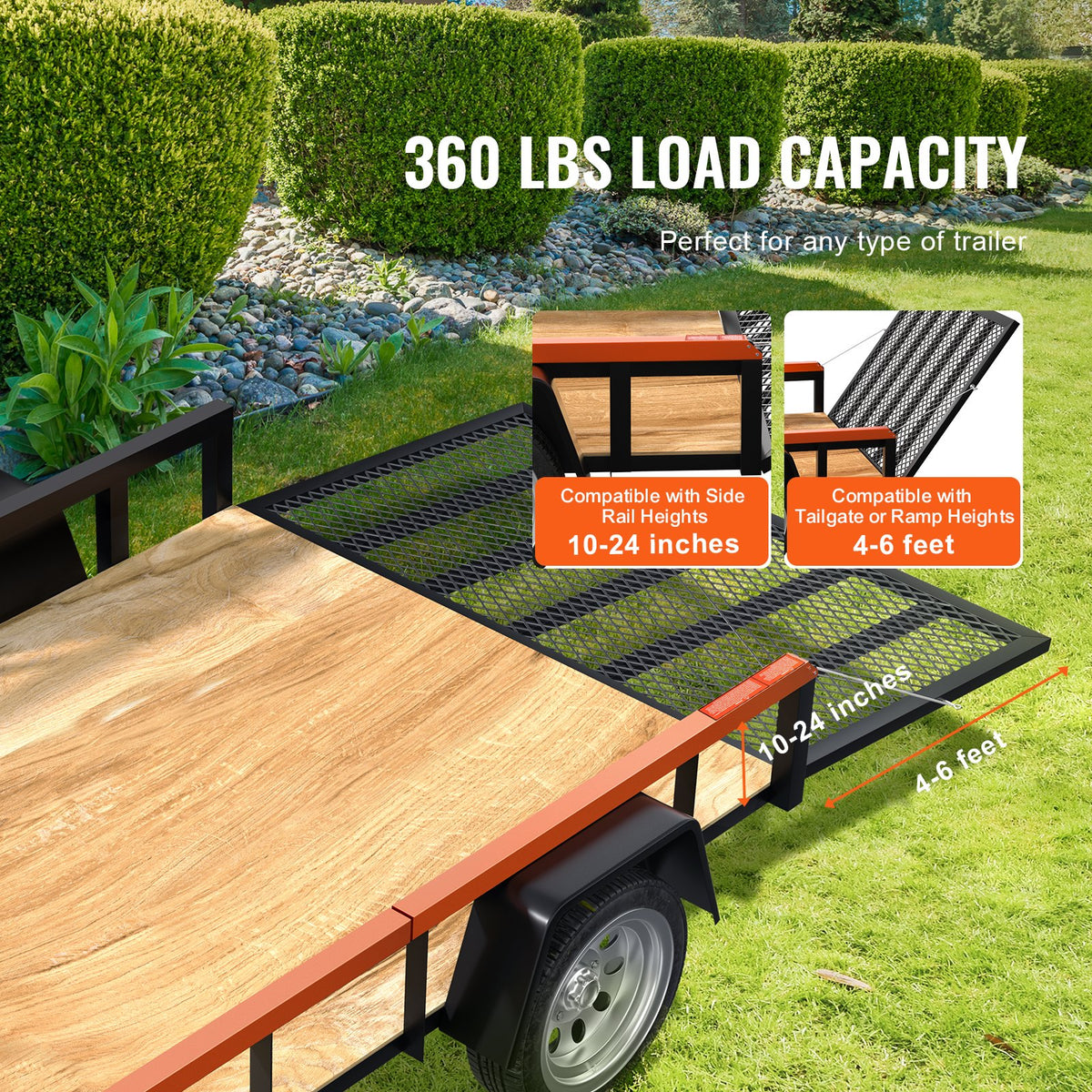 Trailer side lift assist system, 81.6 kg load capacity, suitable for 254–610 mm side boards and 1.22–1.83 m ramps