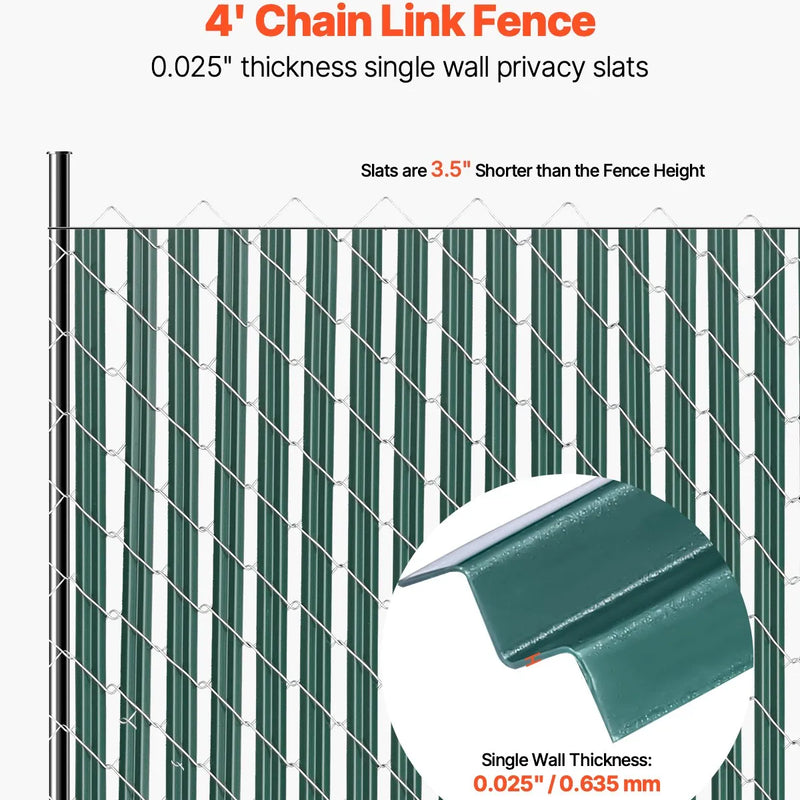 Metāla sieta žoga privātuma lameles ar vienu sienu, 122 cm augstam žogam, ar apakšējo fiksāciju