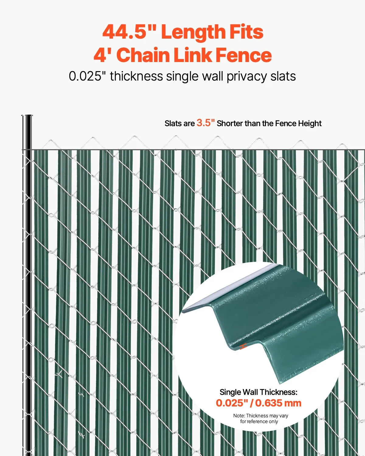 Metal mesh fence privacy slats with single wall, 122 cm height for fence, with bottom fixing