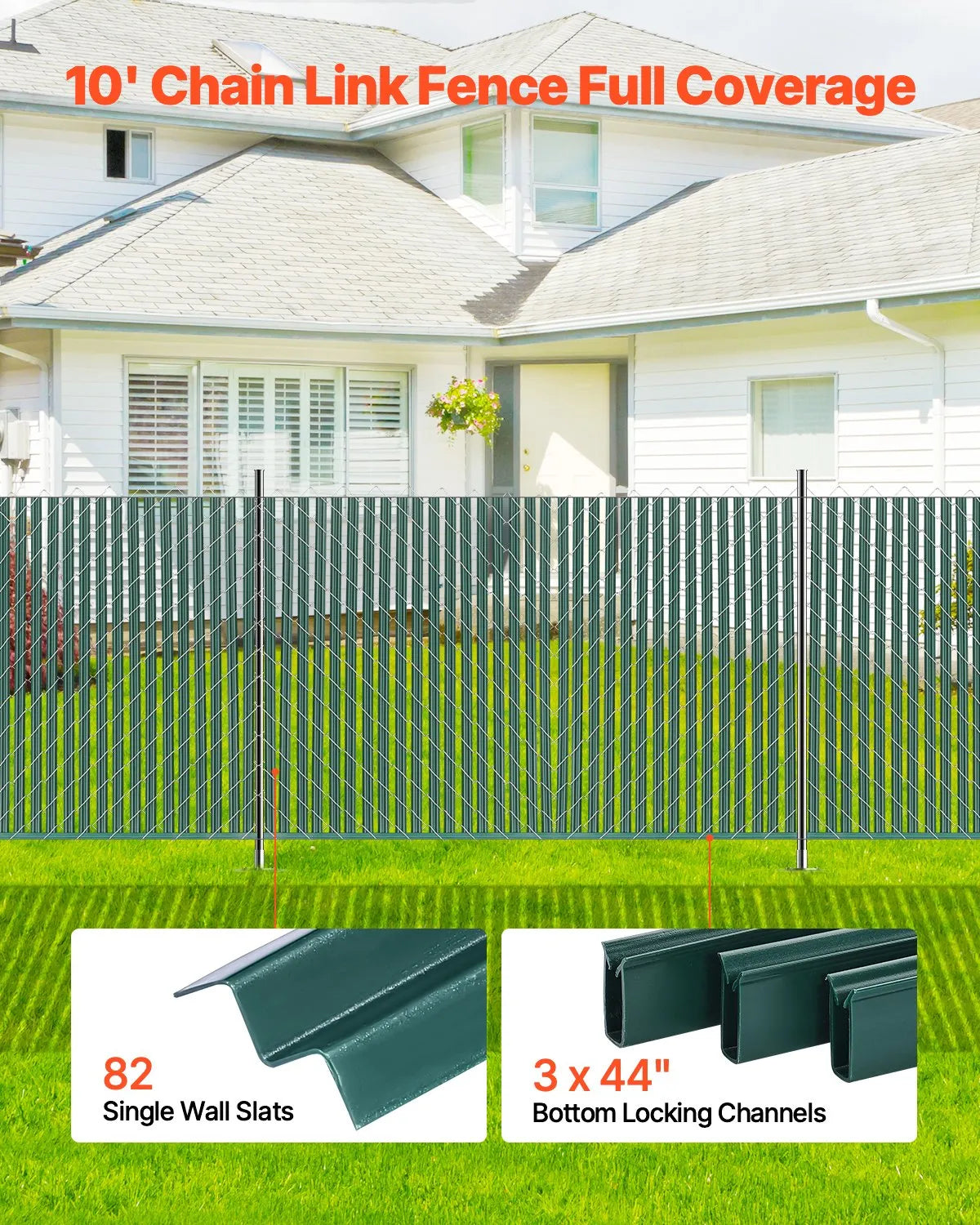 Metal mesh fence privacy slats with single wall, 122 cm height for fence, with bottom fixing