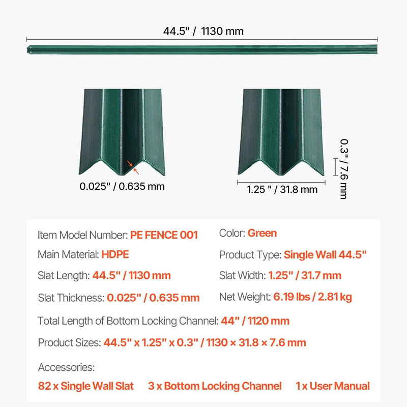 Metāla sieta žoga privātuma lameles ar vienu sienu, 122 cm augstam žogam, ar apakšējo fiksāciju