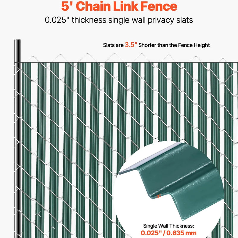 Metāla sieta žoga privātuma lameles ar vienu sienu, 152 cm augstam žogam, ar apakšējo fiksāciju