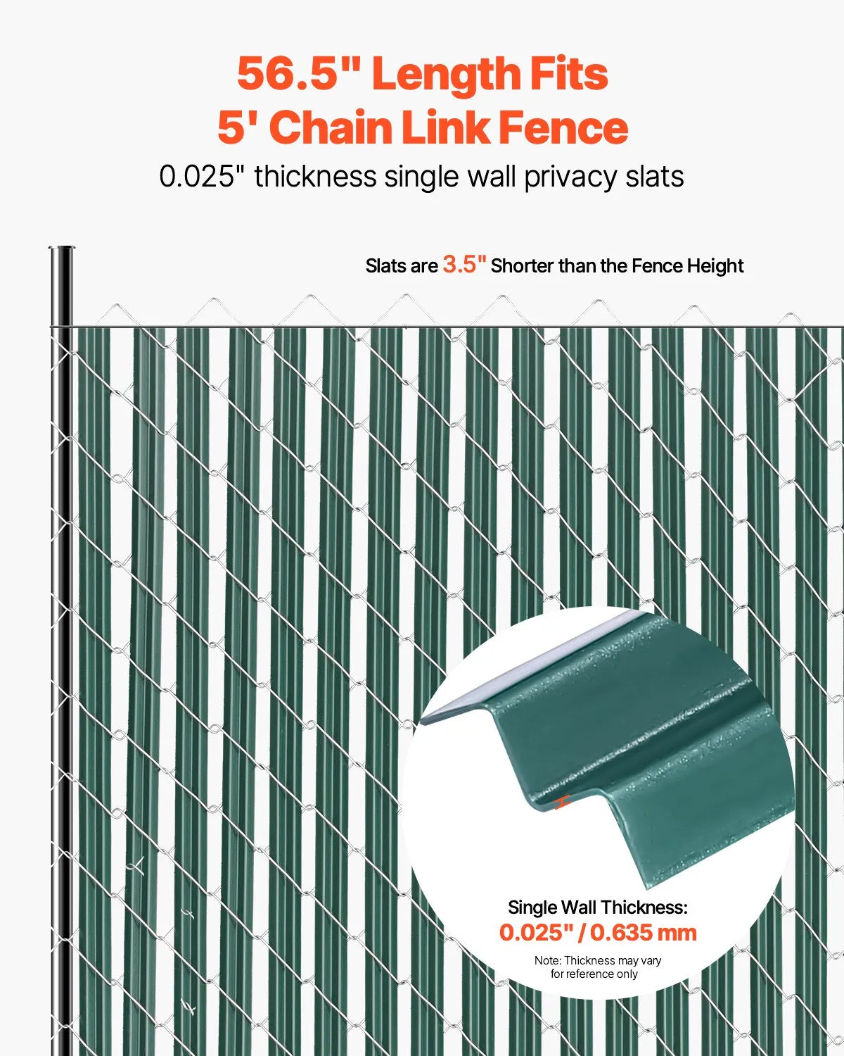 Metal mesh fence privacy slats with single wall, 152 cm height for fence, with bottom fixing