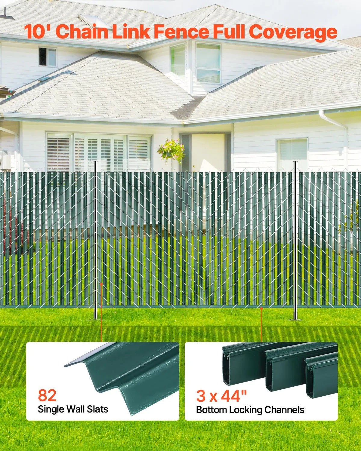 Metal mesh fence privacy slats with single wall, 152 cm height for fence, with bottom fixing