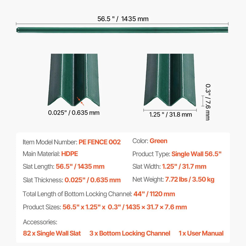 Metāla sieta žoga privātuma lameles ar vienu sienu, 152 cm augstam žogam, ar apakšējo fiksāciju