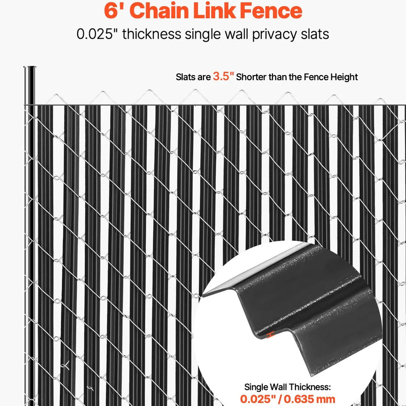 Metāla sieta žoga privātuma lameles ar vienu sienu, 183 cm augstam žogam, ar apakšējo fiksāciju