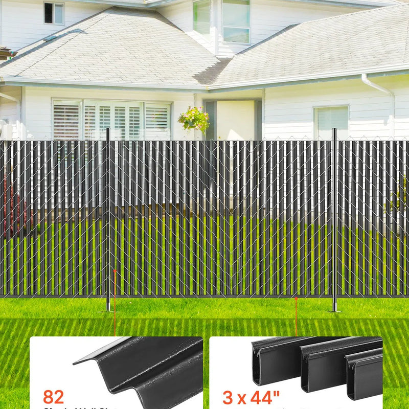 Metāla sieta žoga privātuma lameles ar vienu sienu, 183 cm augstam žogam, ar apakšējo fiksāciju