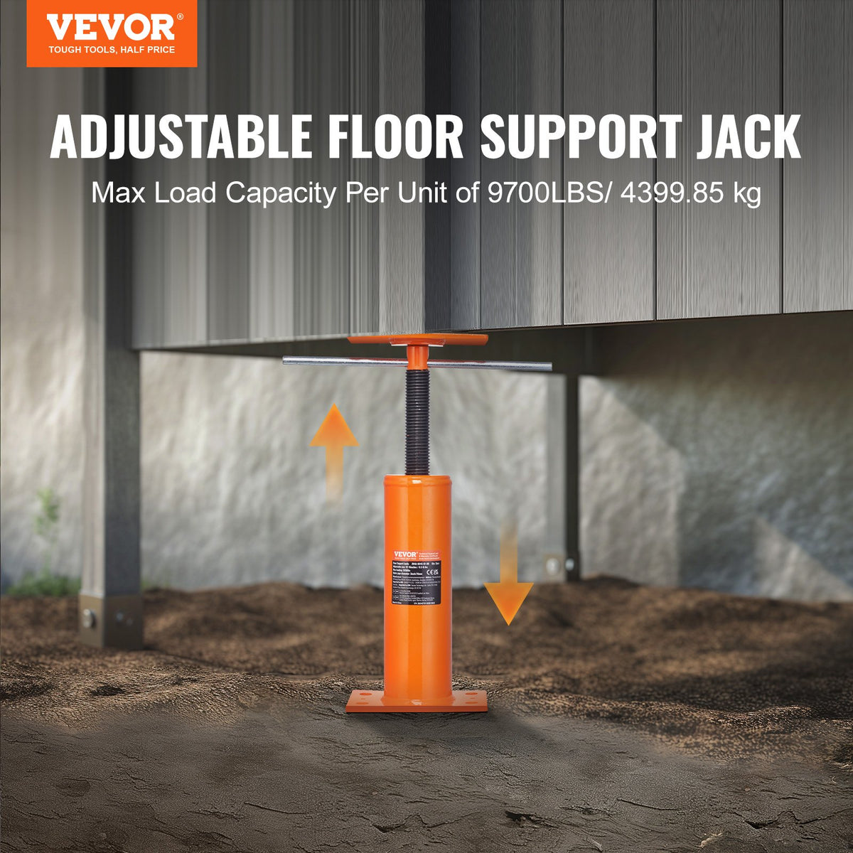 VEVOR 2 Pieces Adjustable Floor Jacks for Home Floor Levelling, Lifting Height 304.8-406.4 mm
