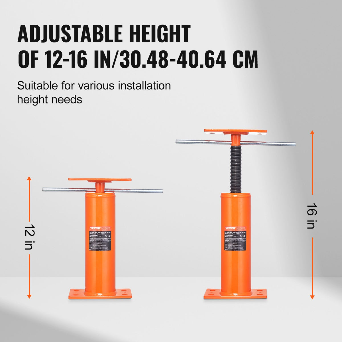 VEVOR Adjustable Floor Jack for Home Floor Levelling, Lifting Height 30.48–40.64 cm