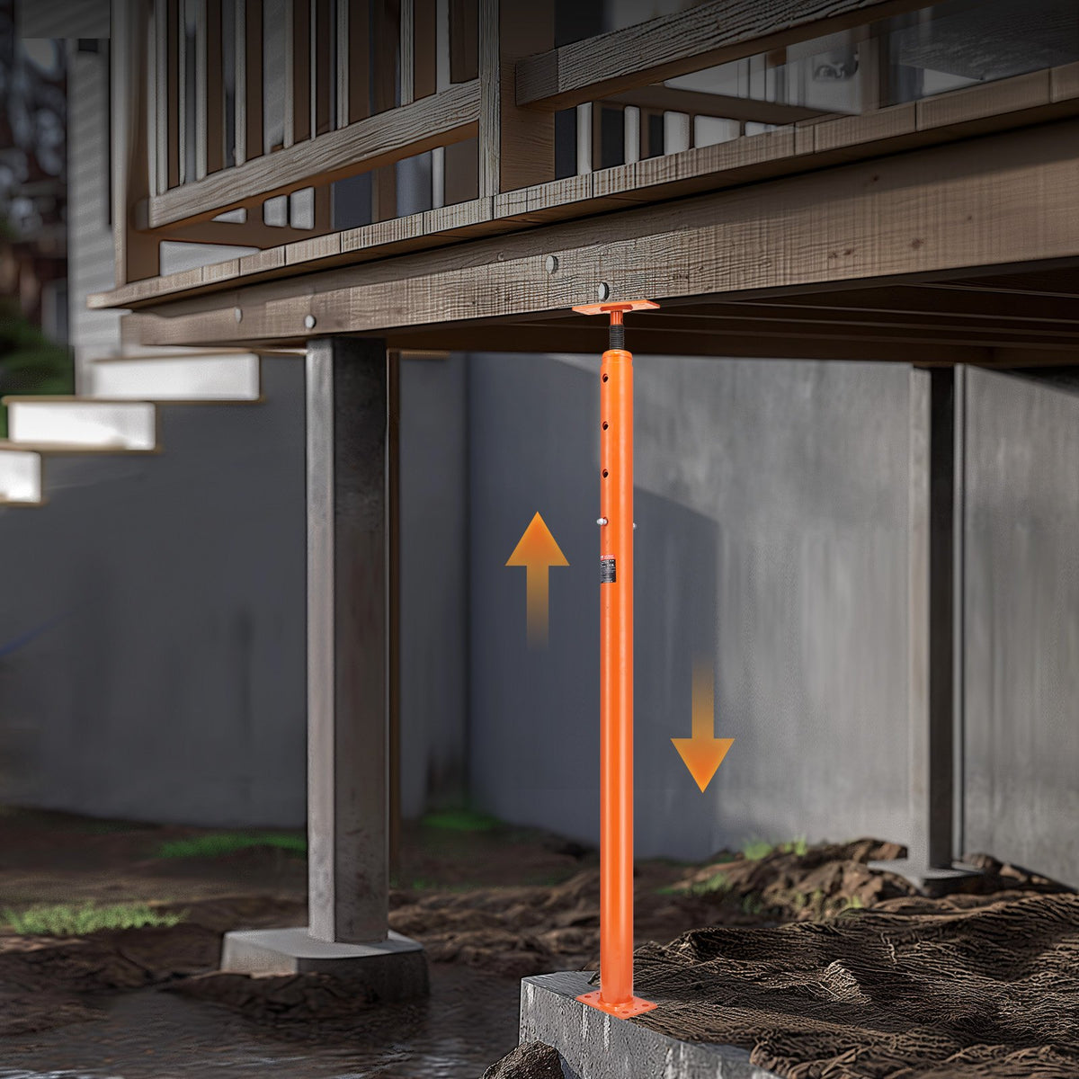 VEVOR Adjustable Floor Jack for Home Floor Levelling, Lifting Height 134.62–236.22 cm