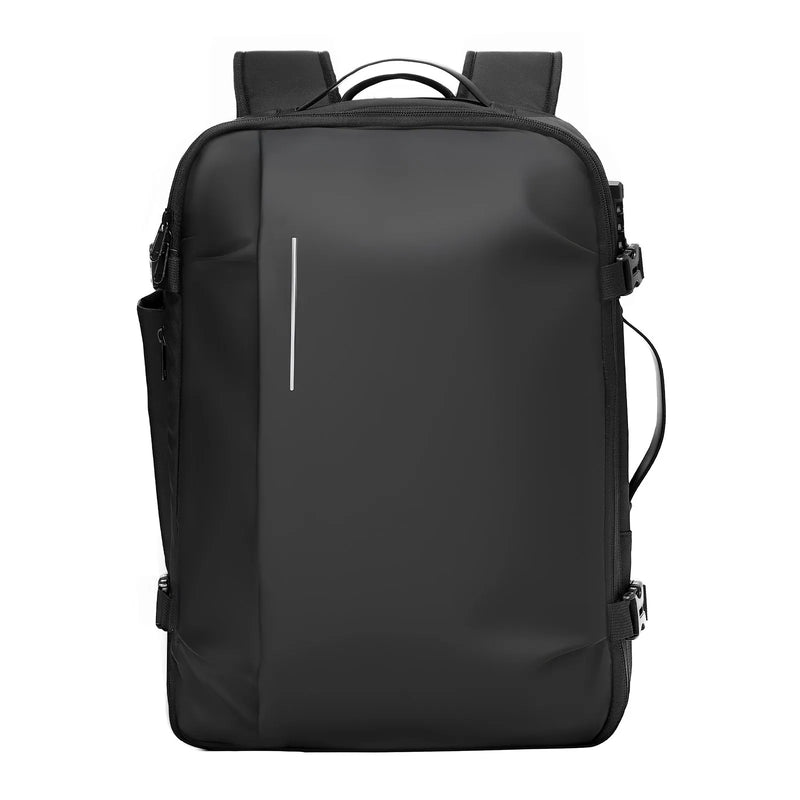 VEVOR 65 L vakuuma ceļojumu mugursoma ar paplašināmu vakuuma saspiešanas nodalījumu, TSA apstiprinātu slēdzeni, vairākiem kabatu un nodalījumu tipiem, ūdensizturīgu pārklājumu, piemērota kā rokas bagāža, melna