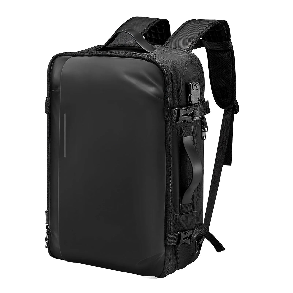 VEVOR 65 L Vacuum Travel Backpack with Expandable Vacuum Compression Compartment, TSA-Approved Lock, Multiple Pocket and Compartment Types, Water-Resistant Coating, Suitable as Hand Luggage, Black