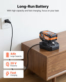 VEVOR 20 mm bezvadu rotācijas perforators SDS-Plus, 20 V akumulatora barošana, bezsuku motors, komplektā akumulators, lādētājs, 3 urbji, plakanais un smailais kalts, transportēšanas koferis, betonam