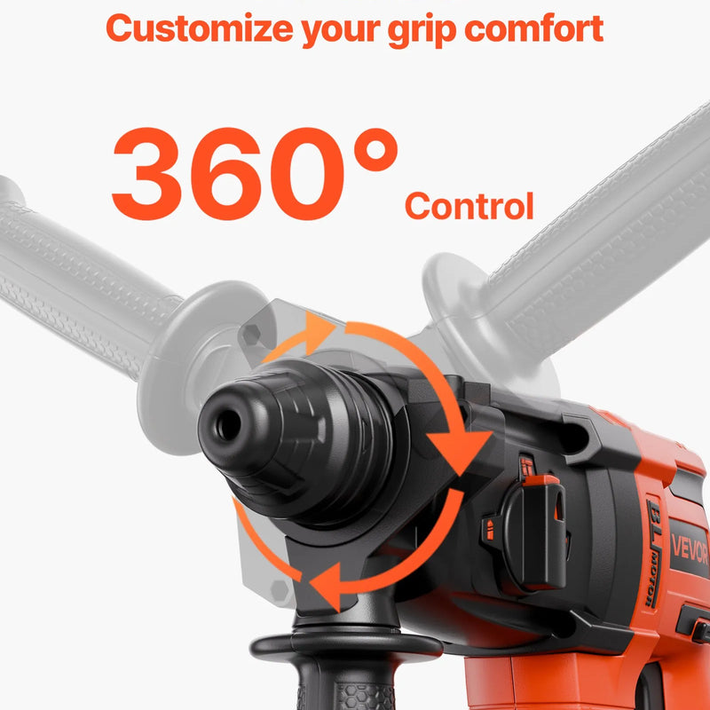 VEVOR 20 V bezsuku akumulatora triecienurbjmašīna, litija-jonu 1 collas rotācijas perforators ar SDS-Plus, viegls elektriskais instrumentu komplekts ar akumulatoru un lādētāju, 4 darbības režīmi, 1200 apgr./min, 5300 sit./min