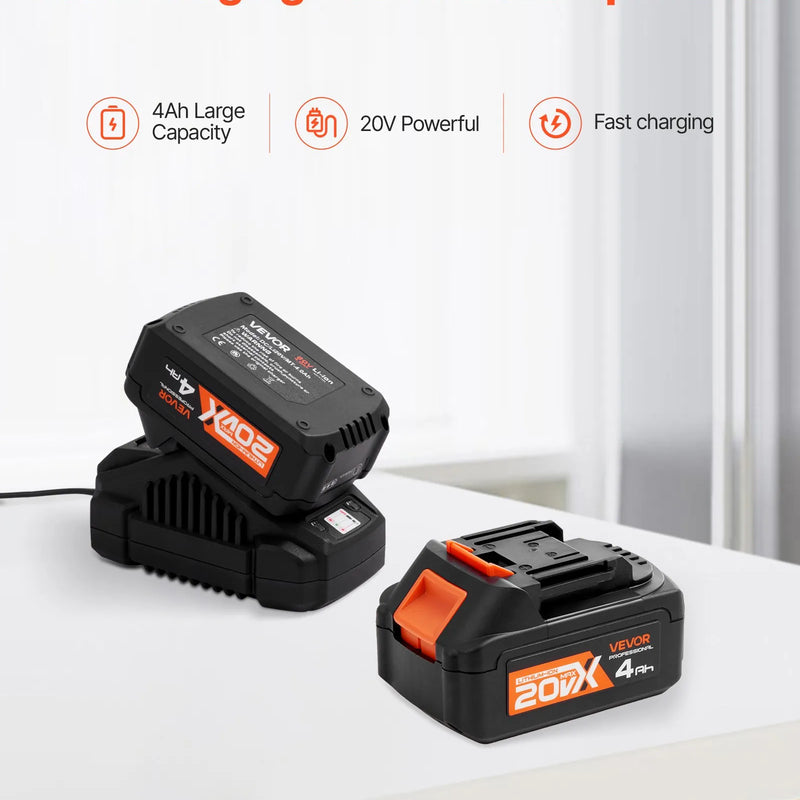 VEVOR 20 V bezsuku akumulatora triecienurbjmašīna, litija-jonu 1,1 collas rotācijas perforators ar SDS-Plus, viegls elektrisko instrumentu komplekts ar akumulatoru un lādētāju, 4 darbības režīmi, 1200 apgr./min, 5300 sit./min