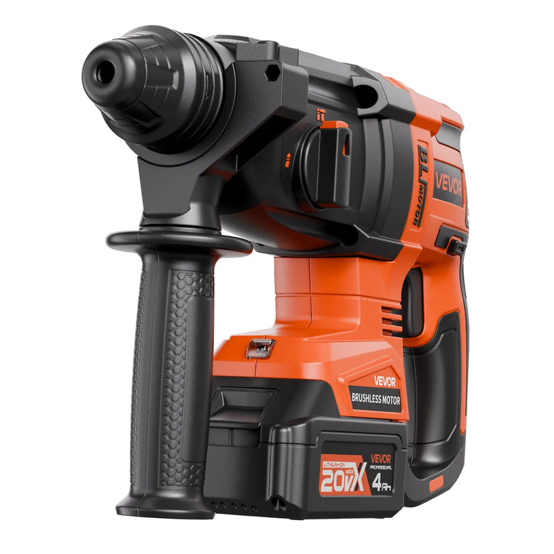 VEVOR 20 V bezsuku akumulatora triecienurbjmašīna, litija-jonu 1,1 collas rotācijas perforators ar SDS-Plus, viegls elektrisko instrumentu komplekts ar akumulatoru un lādētāju, 4 darbības režīmi, 1200 apgr./min, 5300 sit./min