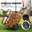 VEVOR malkas transportēšanas rati, 113,4 kg kravnesība, iekštelpu un āra malkas uzglabāšanas pārvietotājs ar PU riteņiem un ūdensizturīgu pārsegu, izturīga tērauda konstrukcija, malkas rati kamīnam un ugunskuram, melni