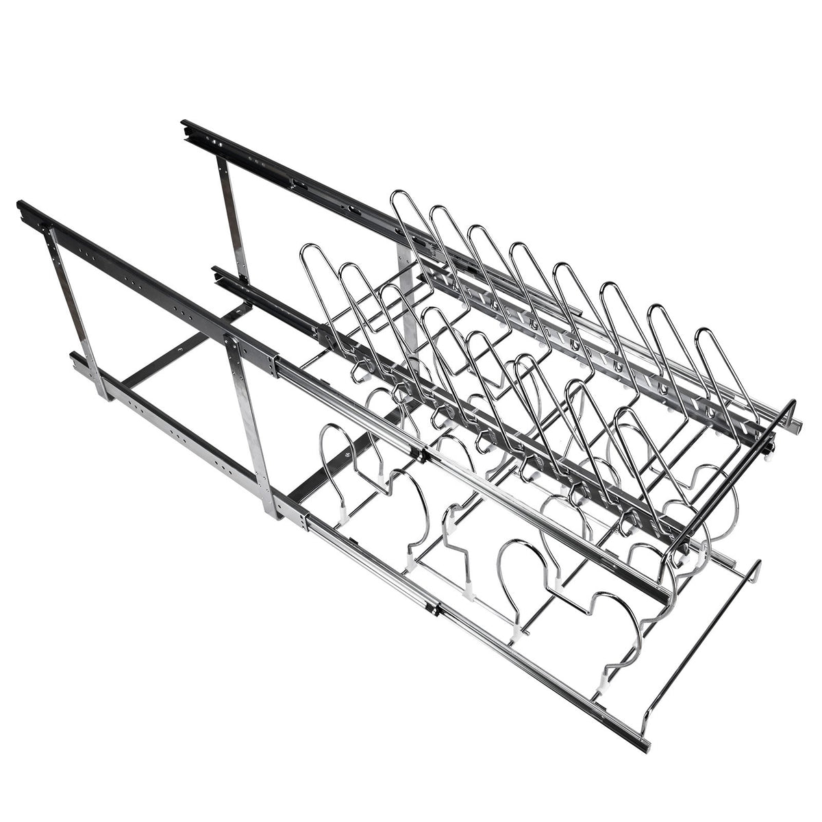 VEVOR Pull-Out Shelf for Pans and Lids 30.5 cm, Two-Tier, Adjustable, Steel