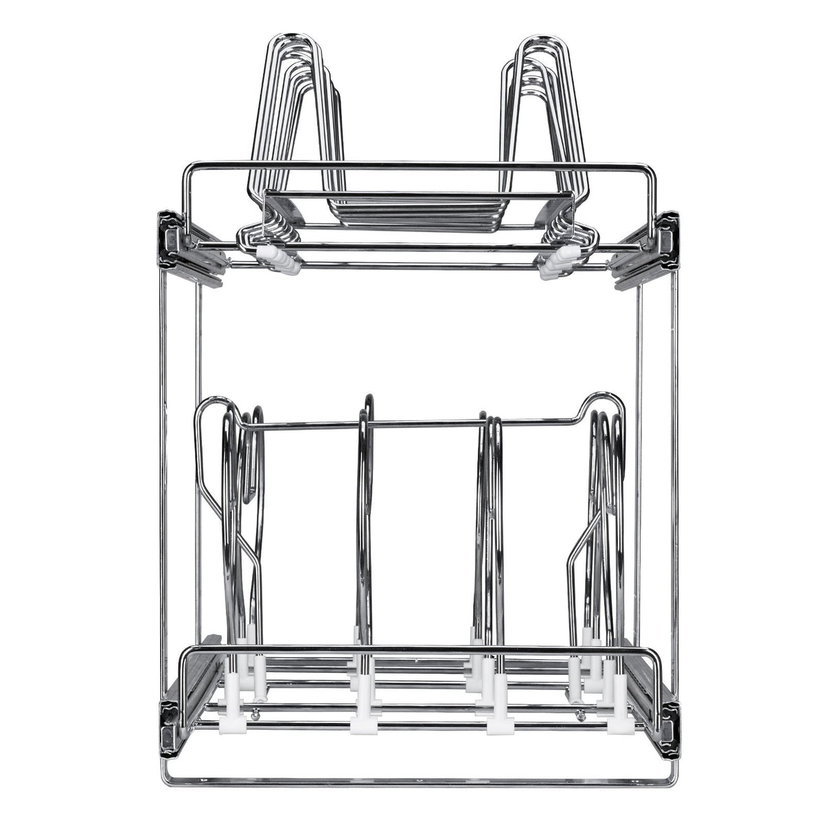 VEVOR Pull-Out Shelf for Pans and Lids 30.5 cm, Two-Tier, Adjustable, Steel