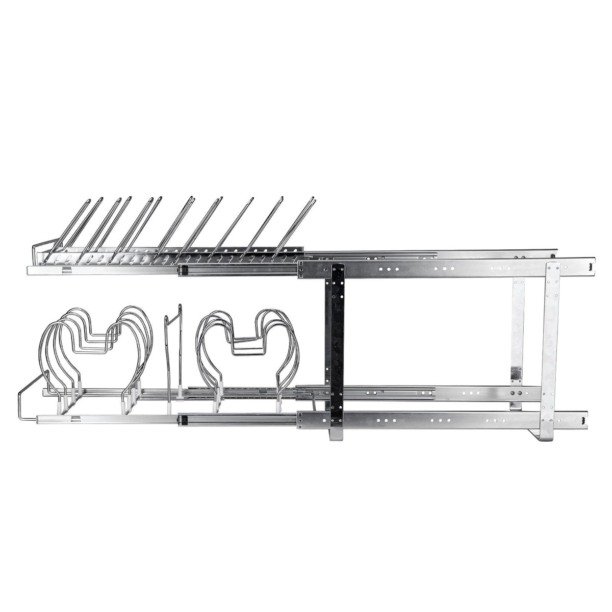 VEVOR Pull-Out Shelf for Pans and Lids 30.5 cm, Two-Tier, Adjustable, Steel
