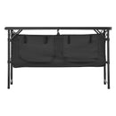 Saliekams kempinga virtuves galds ar regulējamu augstumu un uzglabāšanas vietu