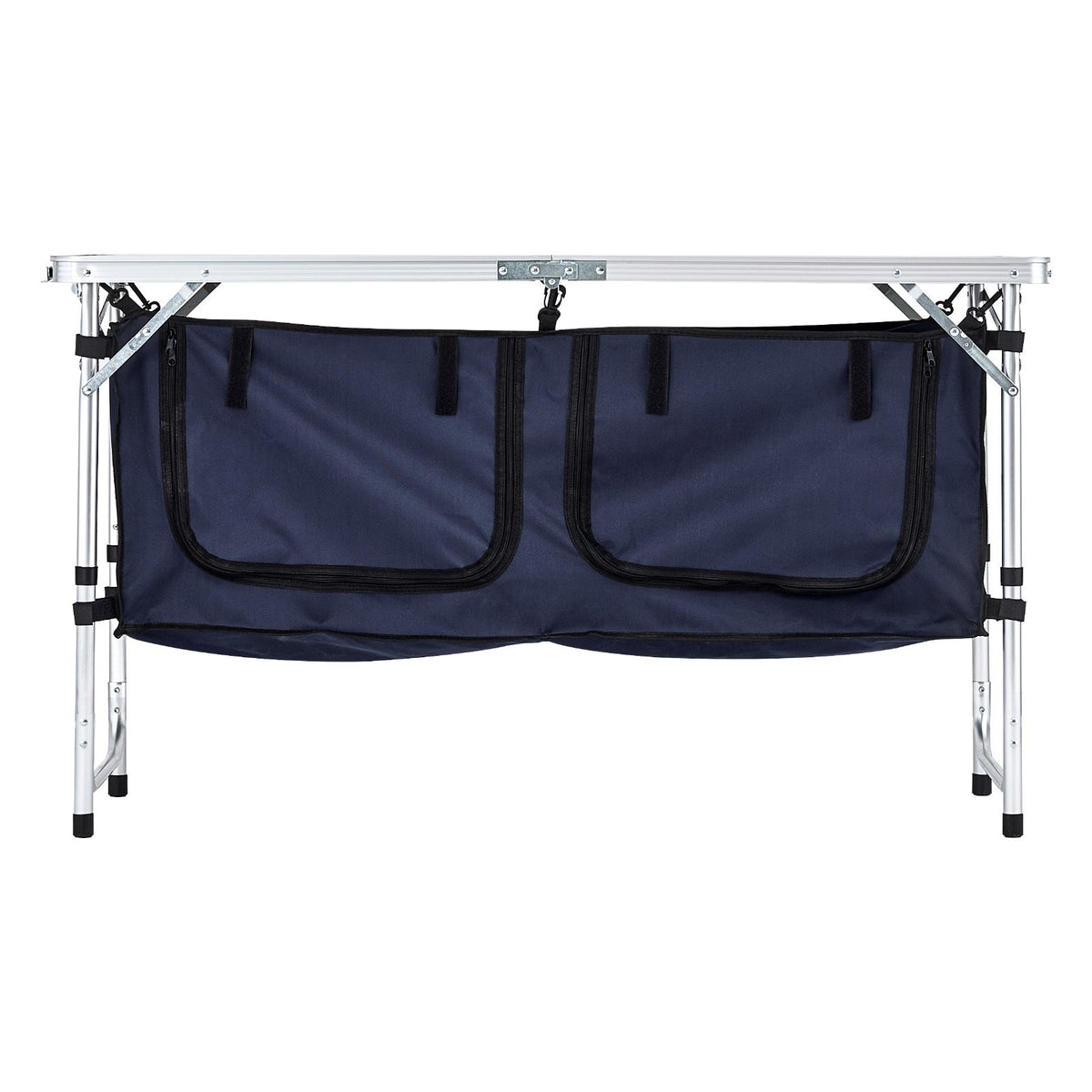Folding camping kitchen table with adjustable height – 3 positions, portable cooking station
