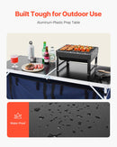 Saliekams kempinga virtuves galds ar regulējamu augstumu – 3 pozīcijas, portatīva gatavošanas stacija