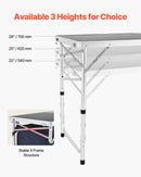 Saliekams kempinga virtuves galds ar regulējamu augstumu – 3 pozīcijas, portatīva gatavošanas stacija