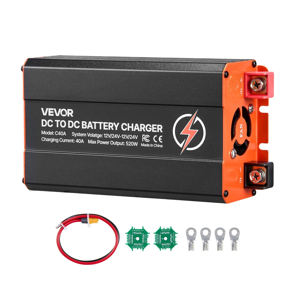 VEVOR DC–DC akumulatora lādētājs 520 W 40 A ar alternatora uzlādi LiFePO4, svina - skābes, AGM un GEL akumulatoriem RV, automašīnām un rezerves barošanai mājās - ZEMLETES.LV