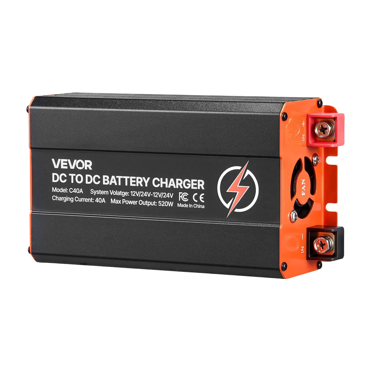 VEVOR DC–DC akumulatora lādētājs 520 W 40 A ar alternatora uzlādi LiFePO4, svina - skābes, AGM un GEL akumulatoriem RV, automašīnām un rezerves barošanai mājās - ZEMLETES.LV