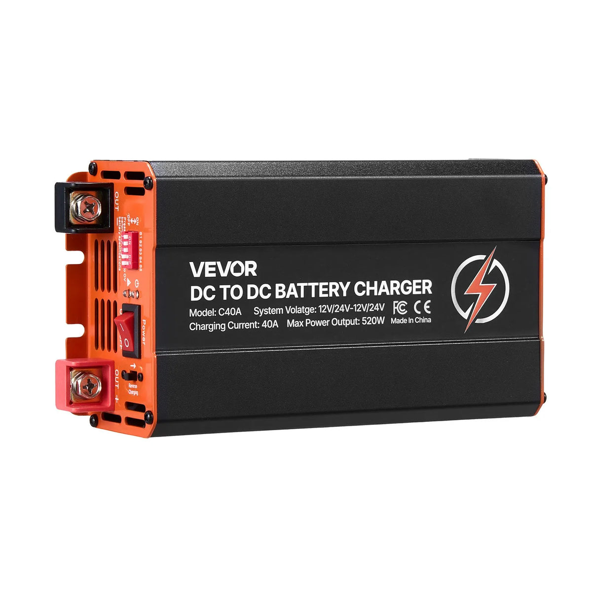 VEVOR DC–DC akumulatora lādētājs 520 W 40 A ar alternatora uzlādi LiFePO4, svina - skābes, AGM un GEL akumulatoriem RV, automašīnām un rezerves barošanai mājās - ZEMLETES.LV
