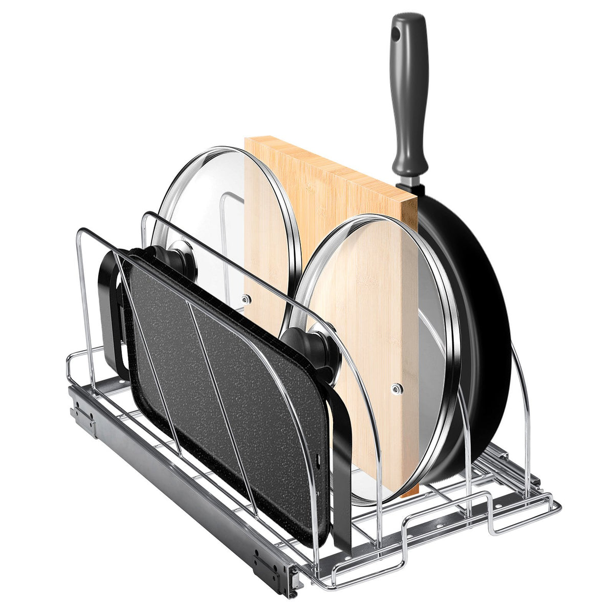 VEVOR Pull-Out Shelf for Pans and Baking Trays 32 cm with Adjustable Dividers, Steel