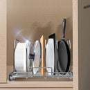 VEVOR izvelkams plaukts pannu un cepšanas plāksnēm, 32 cm, regulējami stieņu dalītāji, tērauda vāku turētājs