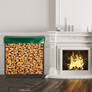 VEVOR malkas statīvs ar pārsegu un kamīna instrumentu komplektu, 1,83 m āra malkas turētājs, tērauda konstrukcija, kravnesība līdz 590 kg, melns statīvs malkas uzglabāšanai