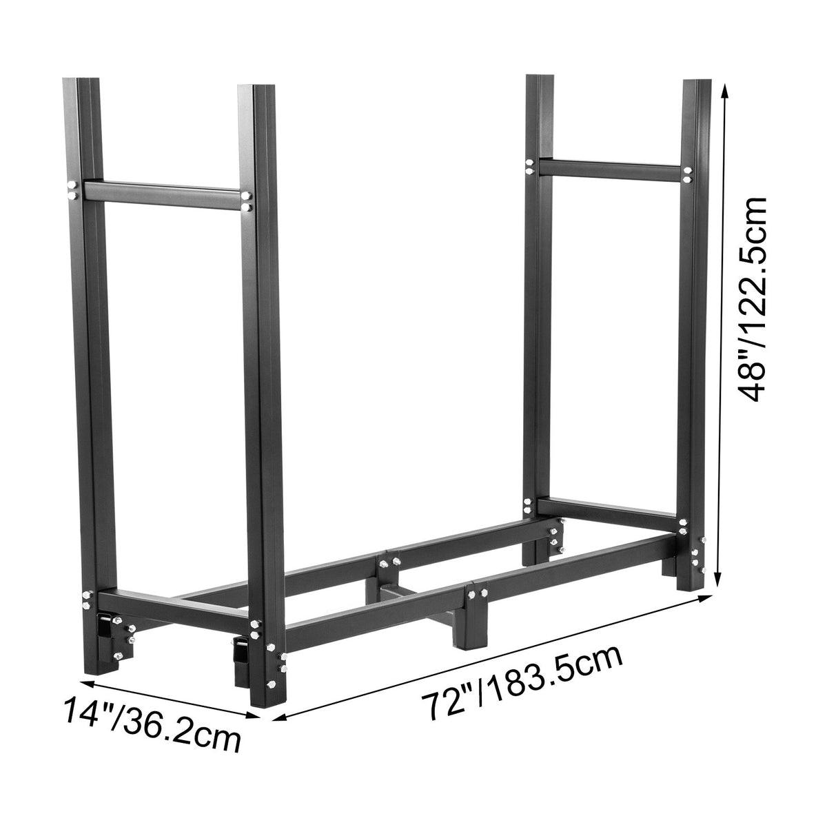 VEVOR malkas statīvs ar pārsegu un kamīna instrumentu komplektu, 1,83 m āra malkas turētājs, tērauda konstrukcija, kravnesība līdz 590 kg, melns statīvs malkas uzglabāšanai