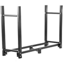 VEVOR malkas statīvs ar pārsegu un kamīna instrumentu komplektu, 2,44 m āra malkas turētājs, melna tērauda konstrukcija, kravnesība līdz 590 kg, malkas uzglabāšana