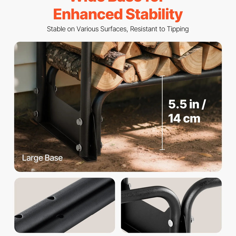 VEVOR āra malkas statīvs ar pārsegu, 3,9 m, izmēri 386 × 36 × 117 cm, pastiprināts malkas turētājs ar 600D Oxford ūdensizturīgu pārsegu, kamīnam un iekštelpu/āra malkas glabāšanai, 3/4 korda