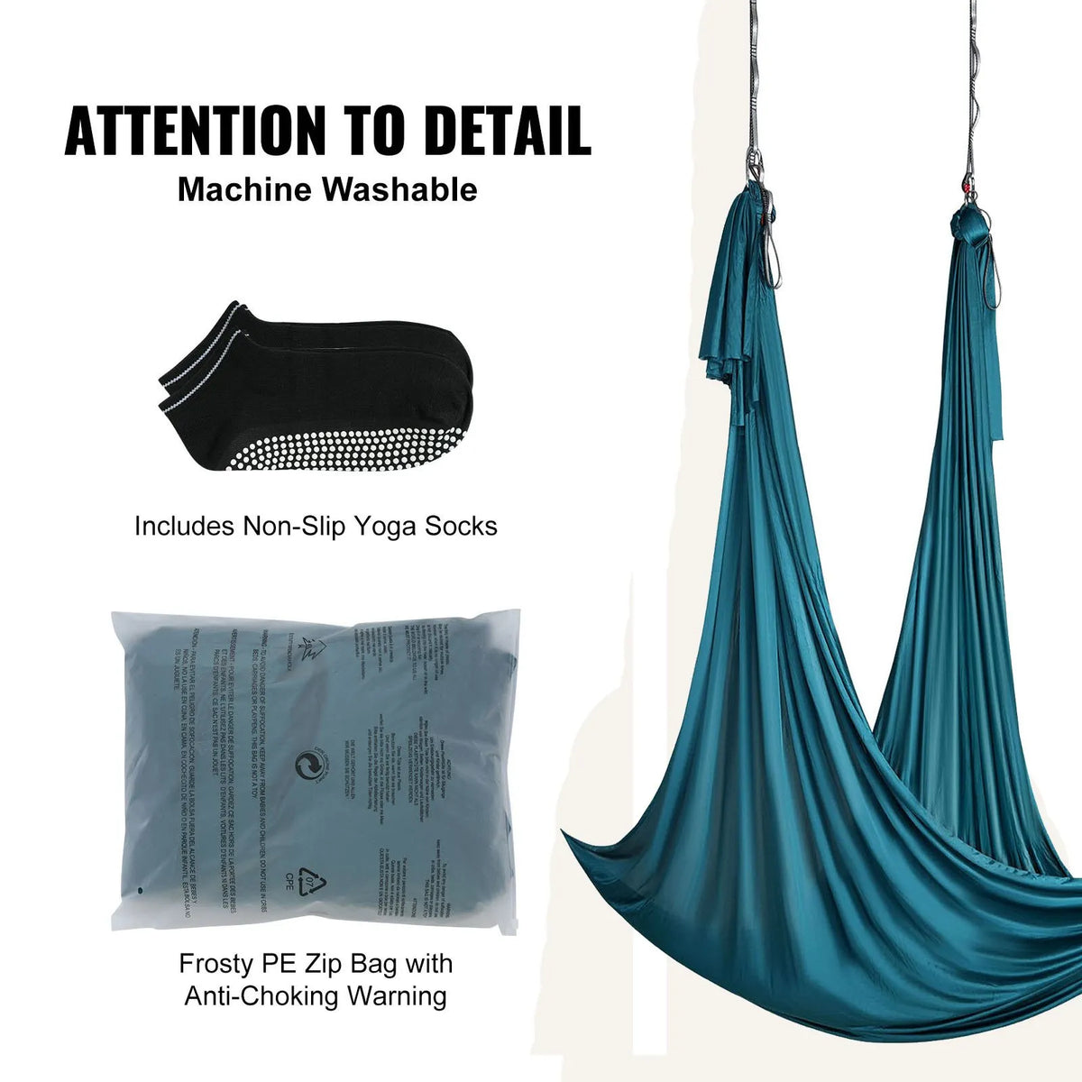 VEVOR Aerial Yoga Fabric 10.1 m, 100 g/m² Nylon, with Mounting Kit, Green