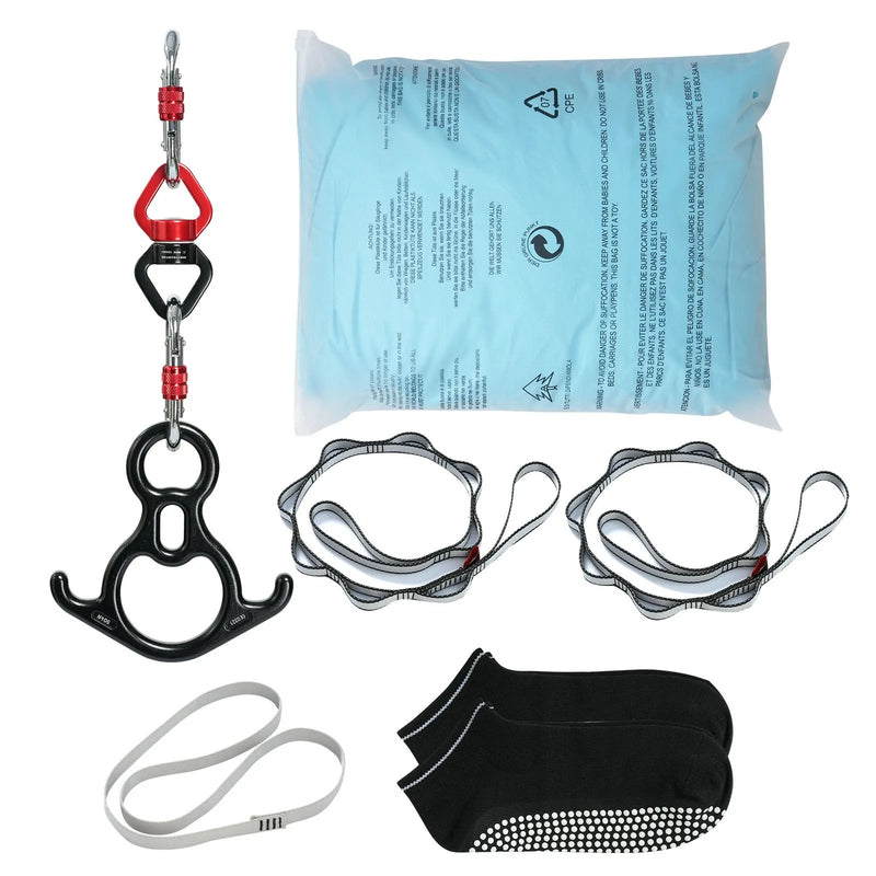 Gaisa jogas šūpulis un gaisa audums, 10,1 m, 100 g/m² neilons, ar pilnu stiprinājumu komplektu un uzstādīšanas ceļvedi, zils