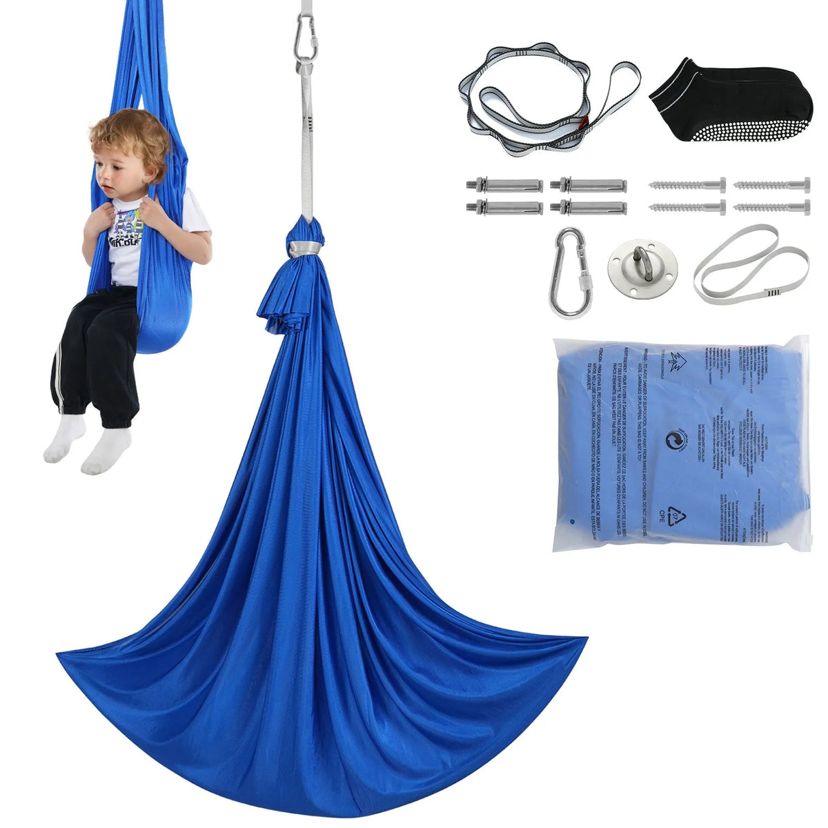 VEVOR Sensory Swing Chair for Kids 2.8 m, Therapy Swing Indoor and Outdoor, Blue