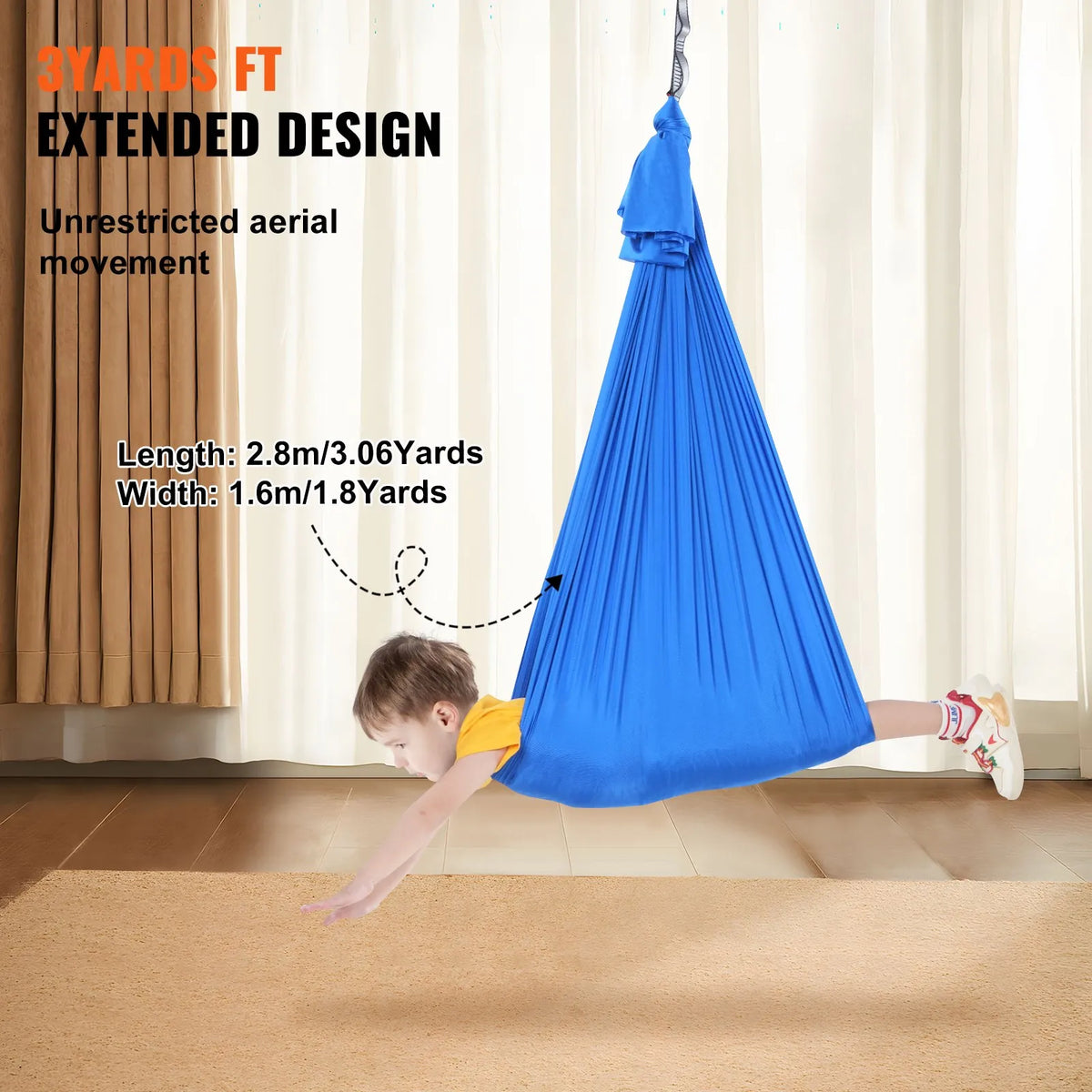 VEVOR Sensory Swing Chair for Kids 2.8 m, Therapy Swing Indoor and Outdoor, Blue