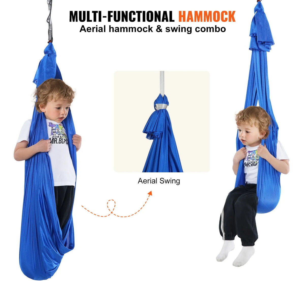 VEVOR Sensory Swing Chair for Kids 2.8 m, Therapy Swing Indoor and Outdoor, Blue