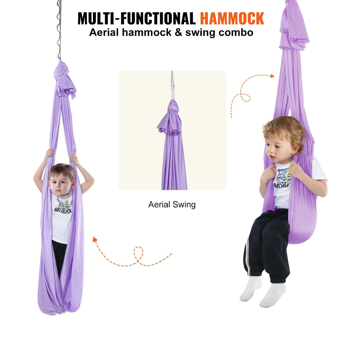 VEVOR Sensory Swing Chair for Kids 2.8 m, Therapy Swing Indoor and Outdoor, Purple