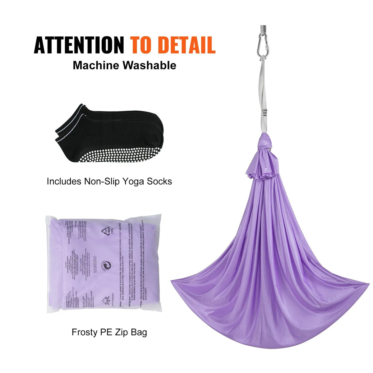 VEVOR Sensory Swing Chair for Kids 2.8 m, Therapy Swing Indoor and Outdoor, Purple